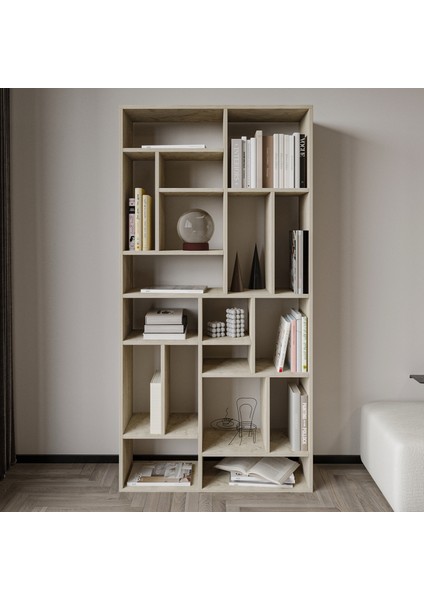 Nicola Kitaplık – 18 Raflı, Modern Kütüphane, Traverten fiyatları