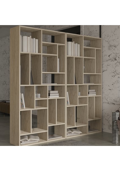 Nicola Kitaplık – 18 Raflı, Modern Kütüphane, Traverten