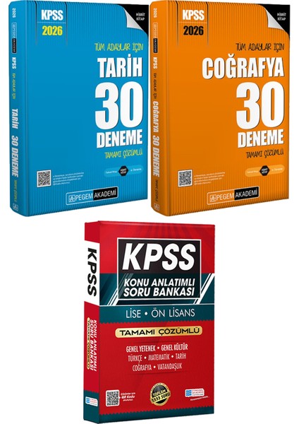2026 Kpss Tüm Adaylar Için Tarih Coğrafya 30 Deneme - Lise Önlisans Konu Ant. Soru