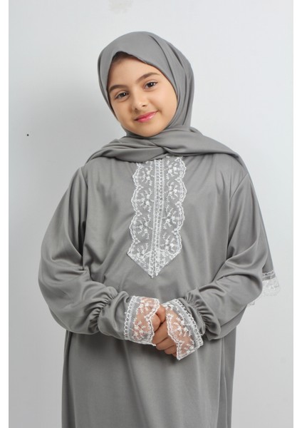 Anne Kız Şık Dantelli Namaz Elbisesi Takımı fırsatları