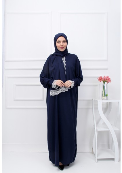 Anne Kız Şık Dantelli Namaz Elbisesi Takımı fiyatları