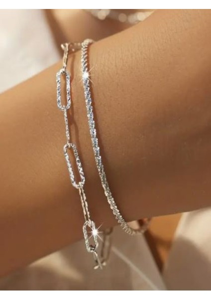 Gümüş Rengi Zincir Kolye ve Bileklik Set fırsatları