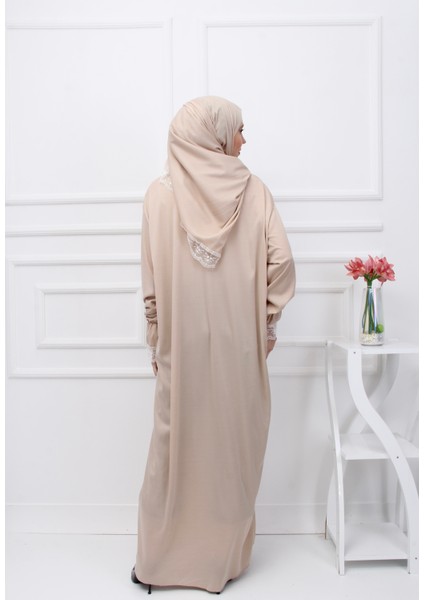 Anne Kız Şık Dantelli Namaz Elbisesi Takımı modelleri