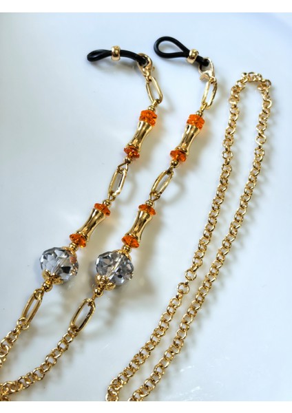 Gözlük Zinciri Altın kaplama Zincirli Gerçek Kristal Taşlı Gözlük Zinciri fiyatları