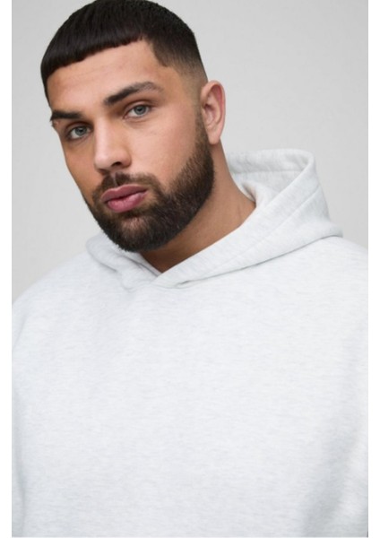 Gri Hoodie Model Oversize Battal Kalıp Erkek Spor Sweatshirt modelleri