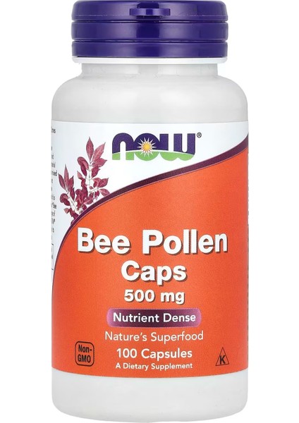 Bee Pollen Caps 500 Mg 100 Kapsül Her Servis 2 Kapsül 1000 Mg.