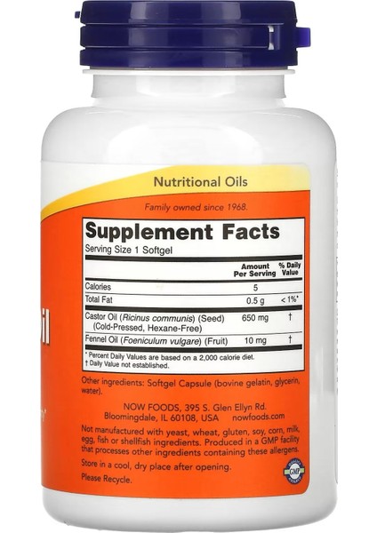 Castor Oil 650 Mg 120 Softgels fiyatları