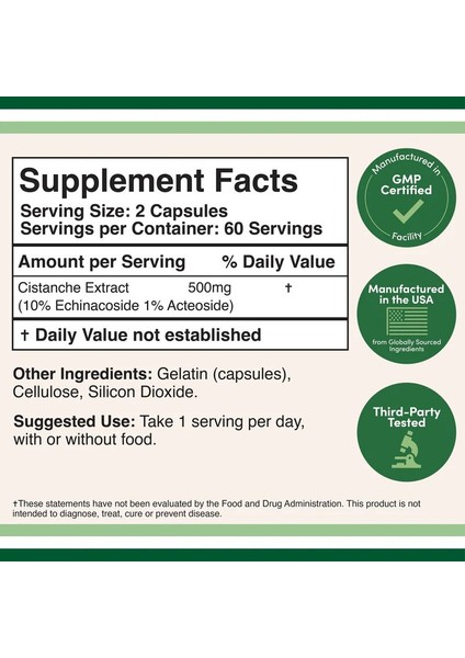 Cistanche Extract Supplement 500 Mg 120 Kapsül fırsatları