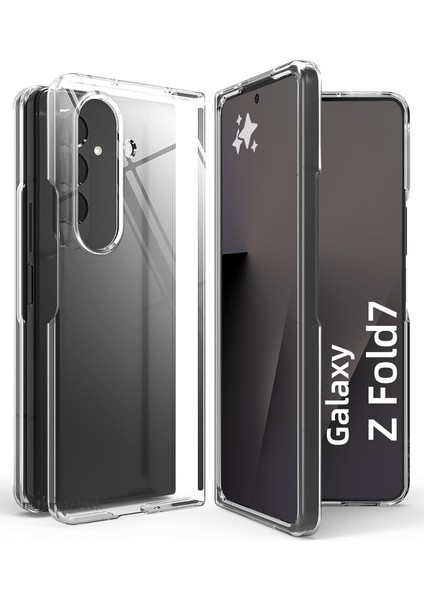 Samsung Galaxy Z Fold 7 Uyumlu Kılıf Köşe Korumalı Darbeye Dayanıklı Antişok Şeffaf Silikon Kapak