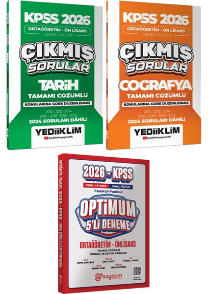 Ortaöğretim Ön Lisans Tarih Coğrafya Çıkmış Sorular - Optimum 5 Deneme