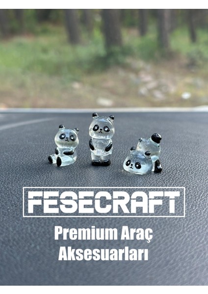 3’lü Sevimli Parlak Şeffaf Mini Panda Figürleri Araba Torpido Aksesuar Araç Içi Aksesuar Süslemeler