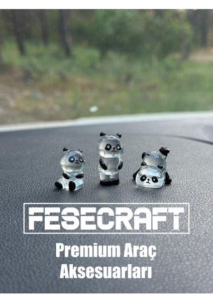 3’lü Sevimli Parlak Şeffaf Mini Panda Figürleri Araba Torpido Aksesuar Araç Içi Aksesuar Süslemeler modelleri