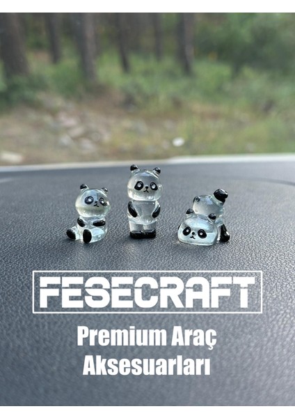 3’lü Sevimli Parlak Şeffaf Mini Panda Figürleri Araba Torpido Aksesuar Araç Içi Aksesuar Süslemeler fırsatları