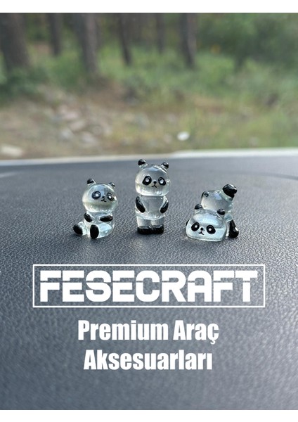 3’lü Sevimli Parlak Şeffaf Mini Panda Figürleri Araba Torpido Aksesuar Araç Içi Aksesuar Süslemeler indirimleri