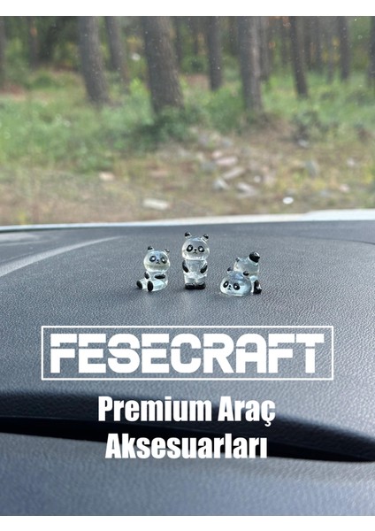 3’lü Sevimli Parlak Şeffaf Mini Panda Figürleri Araba Torpido Aksesuar Araç Içi Aksesuar Süslemeler