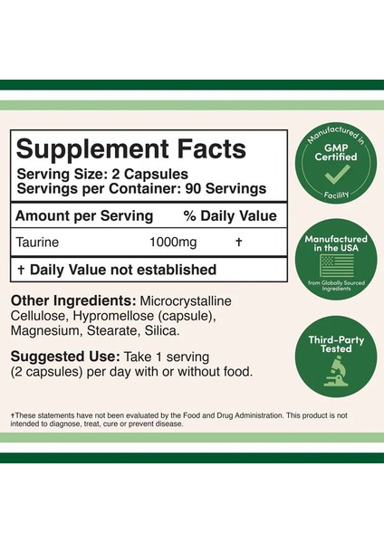 Taurine 1000 Mg 180 Kapsül fiyatları