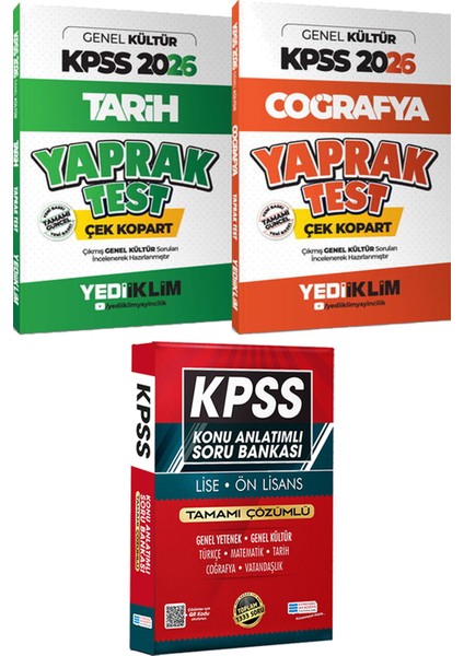 Kpss 2026 Tarih Coğrafya Yaprak Test Çek Kopart - Lise Önlisans Konu Ant. Soru