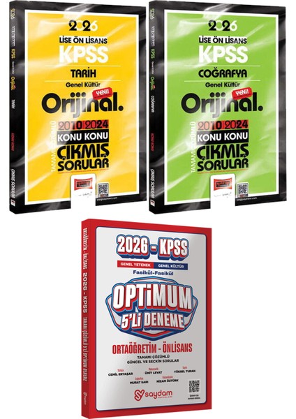Lise Ön Lisans Tarih Coğrafya Orijinal Çıkmış 2010-2024 - Optimum 5 Deneme