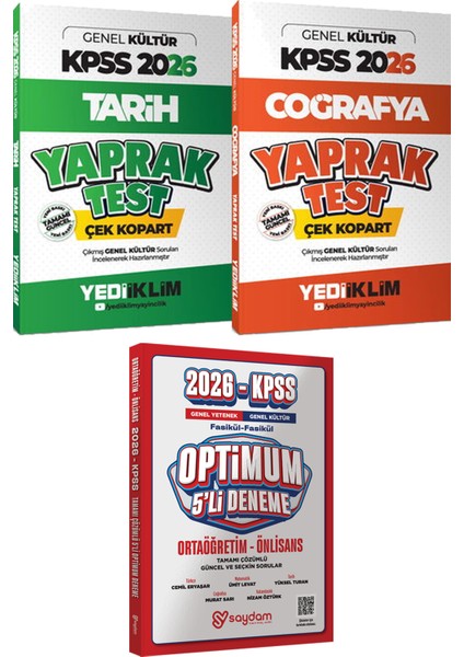 Kpss 2026 Tarih Coğrafya Yaprak Test Çek Kopart - Optimum 5 Deneme