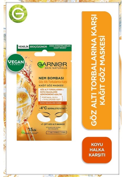 Kağıt Göz Maskesi 6 gr Portakal Suyu ve Hyaluronik Asit İçeren Nemlendirici Serinletici