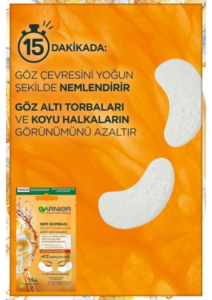 Kağıt Göz Maskesi 6 gr Portakal Suyu ve Hyaluronik Asit İçeren Nemlendirici Serinletici