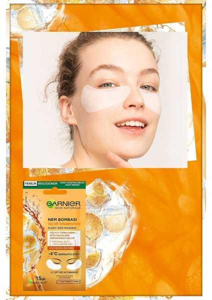 Kağıt Göz Maskesi 6 gr Portakal Suyu ve Hyaluronik Asit İçeren Nemlendirici Serinletici