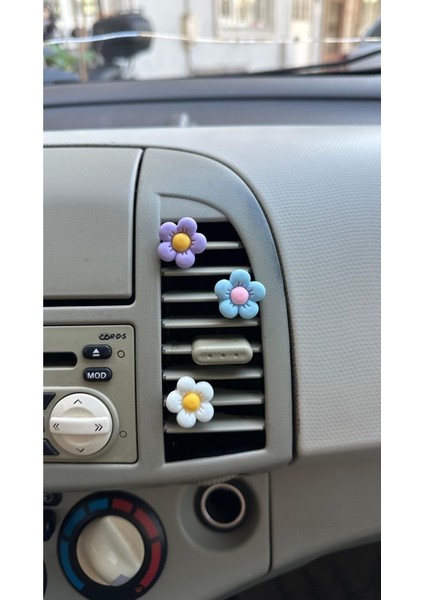 2 Adet Renkli Reçine Çiçekler Papatya Çiçeği Araba Klima Süsü Torpido Araç Aksesuar Iç Süsler