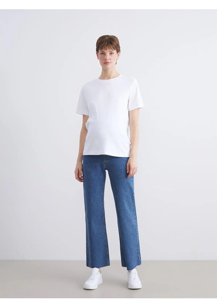 Karın Panelli Straight Fit Hamile Jean Pantolon (W5)