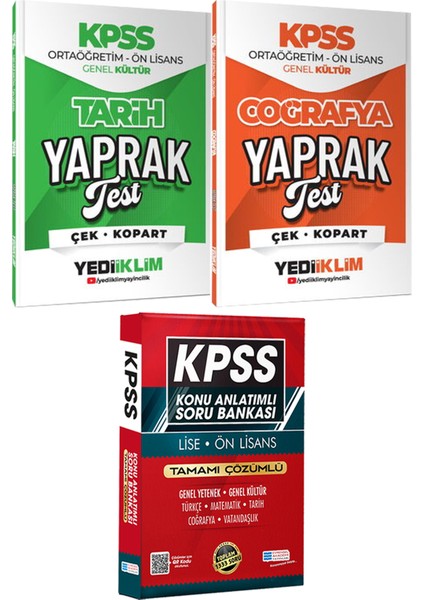 Kpss 2026 Ortaöğretim Ön Lisans Tarih Coğrafya Yaprak Test - Lise Önlisans Konu Ant. Soru