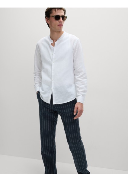 Regular Fit Keten Karışımlı Chino indirimleri