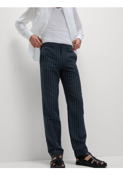 Regular Fit Keten Karışımlı Chino