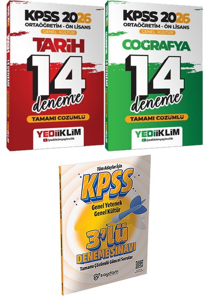 Kpss 2026 Ortaöğretim Ön Lisans Tarih Coğrafya 14 Deneme - 3 Deneme