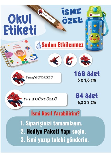 ÖRÜMCEK ADAM Etiket SUDAN ETKİLENMEZ,