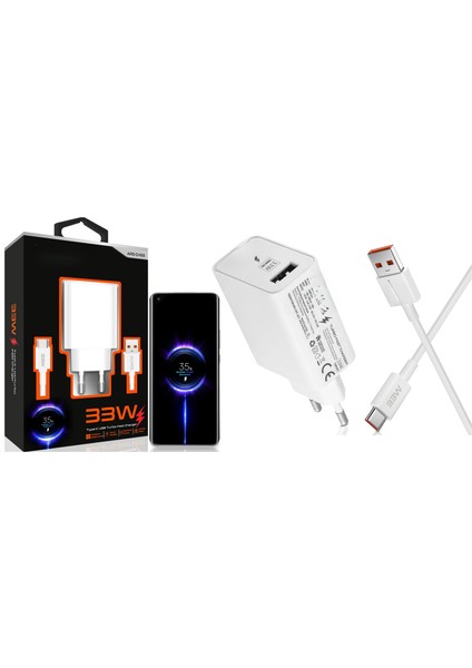 Auris ARS-CH33 33W Turbo Fast USB-A to Type-C Şarj Aleti Seti
