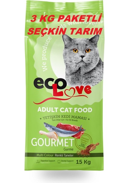 Yetişkin Kediler Için Gurme Kuru Mama 3 kg - Renkli Gurme Kedi Maması Sokak Kedileri 3 kg