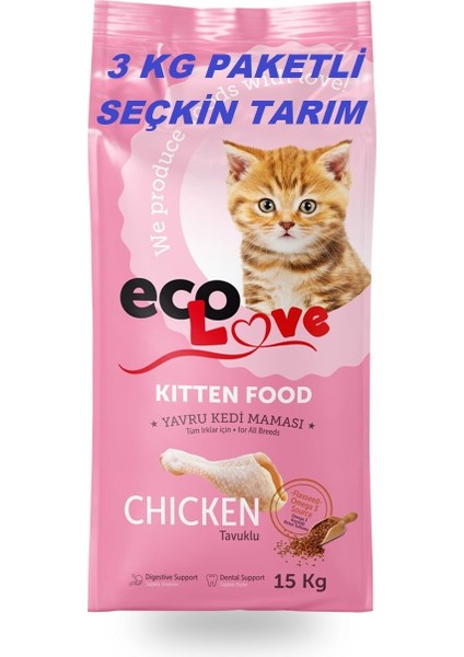 Yavru Kediler Için Tavuklu Kuru Mama 3 kg - Yavru Kedi Maması Sokak Kedileri 3 kg