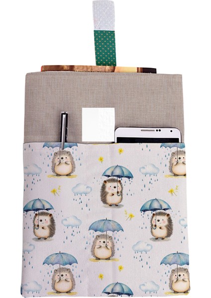 Desenli Yıkanabilir Cepli Kitap Kılıfı 20 x 25 cm Çok Amaçlı Çanta Book Cover