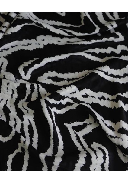 Jakarlı Ipek Kupra Dökümlü Muazzam Kumaş Zarif Siyah Beyaz Renginde modelleri