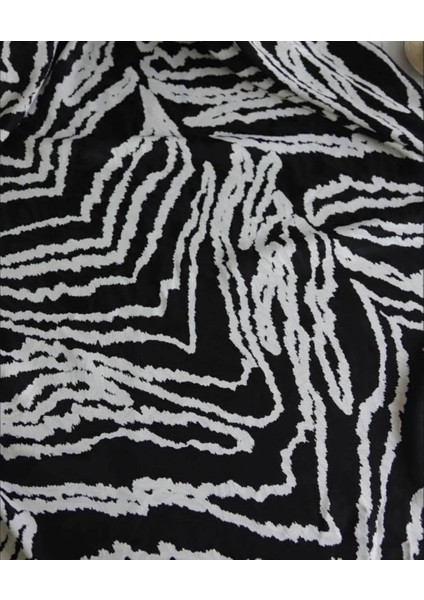 Jakarlı Ipek Kupra Dökümlü Muazzam Kumaş Zarif Siyah Beyaz Renginde indirimleri