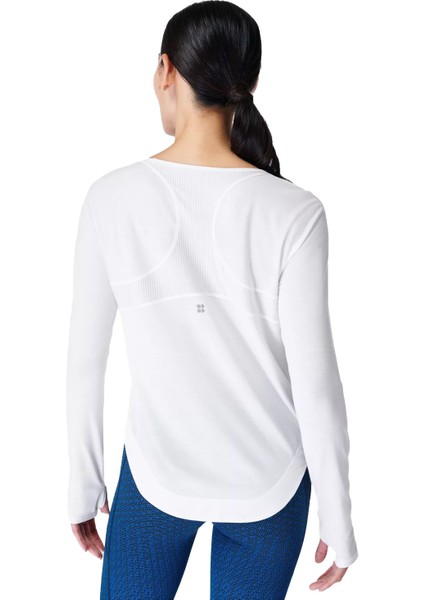 Breathe Easy Long Sleeve Top Kadın Beyaz Tişört