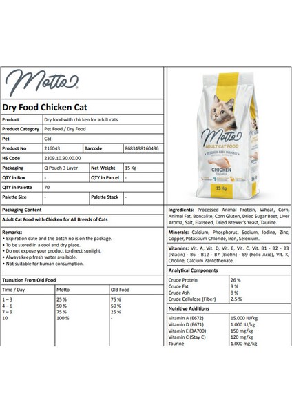 Yetişkin Kediler Için Tavuklu Kuru Mama Tavuk Etli Kedi Maması 1 kg fiyatları