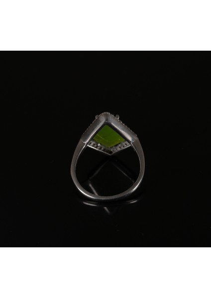 Doğal Kanada Neçit (Nephrite) Yeşim Taşlı 925 Ayar Gümüş Kadın Yüzük, Parmağa Göre Ayarlanır 3.20 gr fırsatları