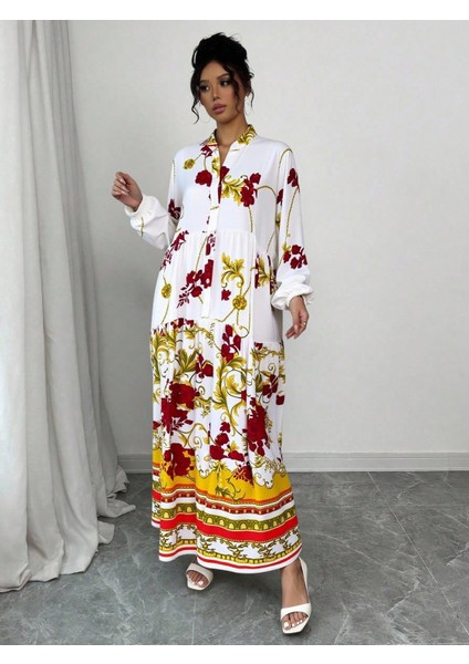 Kadın Çok Renkli Etnik Desenli Büyük Beden Elbise, Rahat ve Şık Yazlık Elbise, Günlük ve Özel Günler Için Salaş Maxi Elbise, Trend Büyük Beden Moda fiyatları