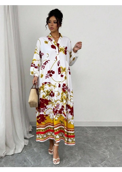Kadın Çok Renkli Etnik Desenli Büyük Beden Elbise, Rahat ve Şık Yazlık Elbise, Günlük ve Özel Günler Için Salaş Maxi Elbise, Trend Büyük Beden Moda fırsatları