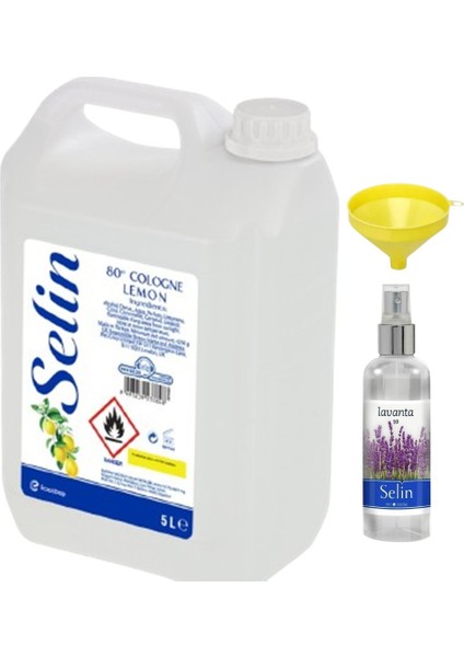 5 lt Limon Kolonyası 100 ml Lavanta Sprey Sarı Dolum Hunisi