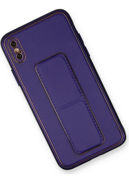 Newface iPhone Xs Max Kılıf Coco Deri Standlı Kapak - Mor fiyatları