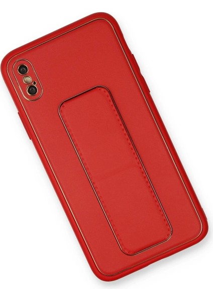 Newface iPhone Xs Max Kılıf Coco Deri Standlı Kapak - Kırmızı fiyatları