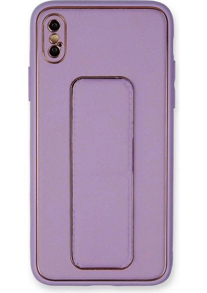 Newface iPhone Xs Max Kılıf Coco Deri Standlı Kapak - Koyu Lila