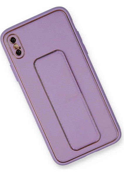 Newface iPhone Xs Max Kılıf Coco Deri Standlı Kapak - Koyu Lila fiyatları