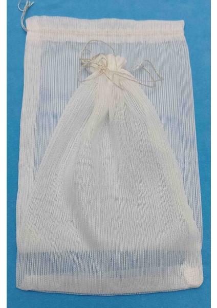 Ince Ip Çizgili Desen Tül Kese 21*30 cm 12 Adettir Hediyelik Bohçalık Çeyizlik